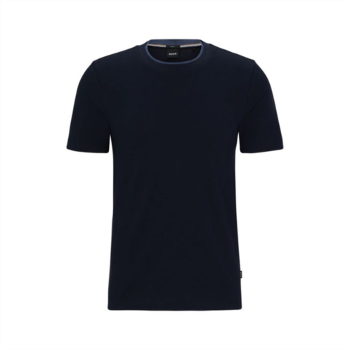 BOSS slim-fit t-shirt in structured cotton with double collar