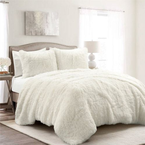 lush decor emma faux fur oversized comforter ivory 3pc set king