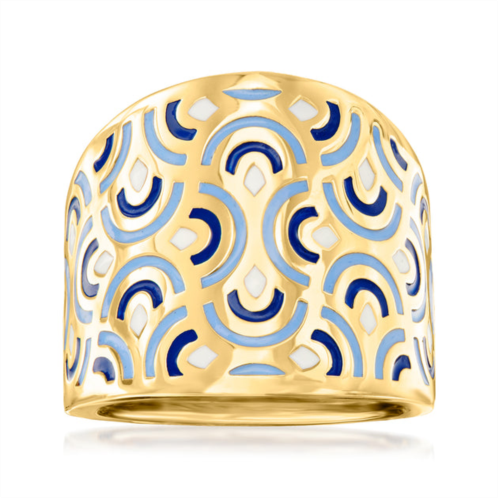 Ross-Simons italian multicolored enamel geometric-pattern ring in 14kt yellow gold