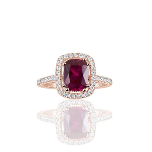 Suzy Levian rose sterling silver elongated cushion cut created ruby engagement ring