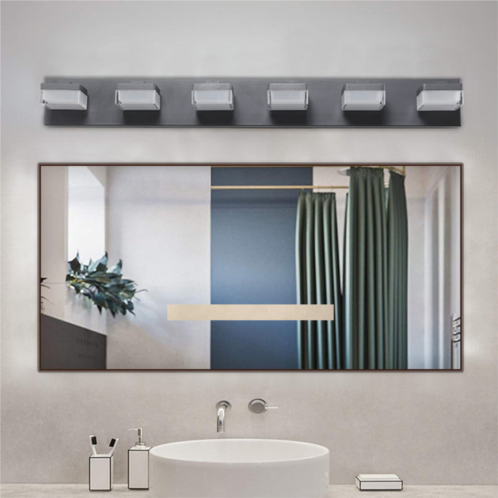 Simplie Fun modern 6-light black led vanity mirror light fixture for bathrooms and makeup tables