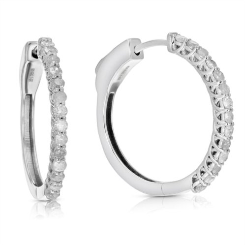 Vir Jewels 1/2 cttw diamond hoop earrings .925 sterling silver 32 stones dangle 3/4 inch