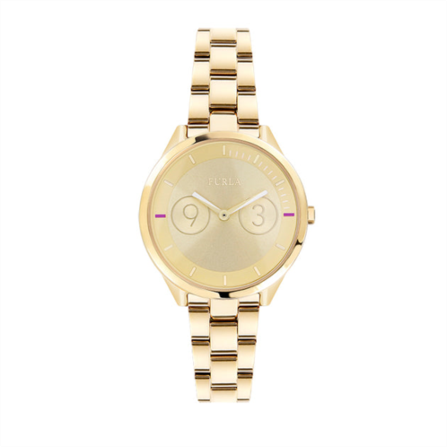 Furla womens metropolis gold dial stainless steel watch