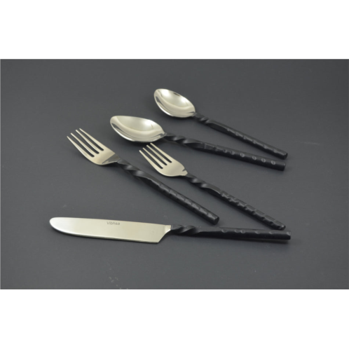 Vibhsa black stainless steel flatware set of 20 pc