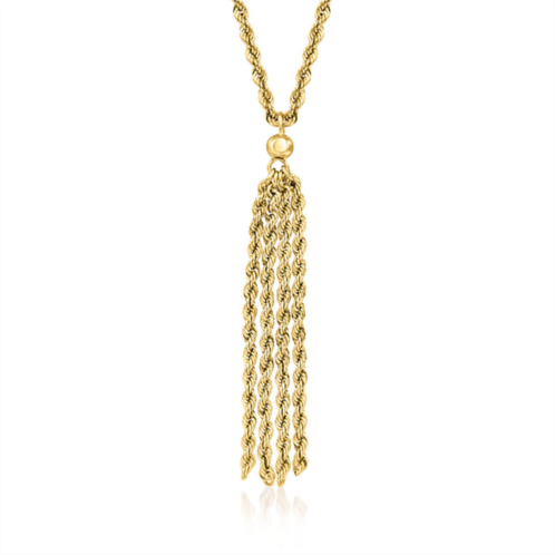Ross-Simons 14kt yellow gold rope-chain tassel necklace