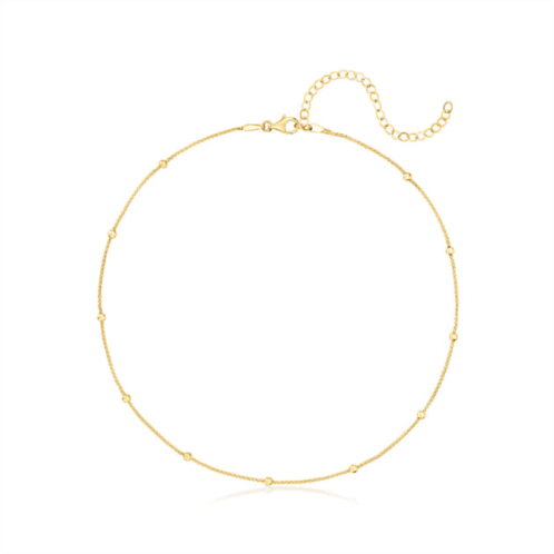 RS Pure by ross-simons 14kt yellow gold bead station wheat-chain choker necklace