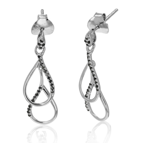 Vir Jewels 0.16 cttw black diamond dangle earrings .925 sterling silver prong set 3/4 inch