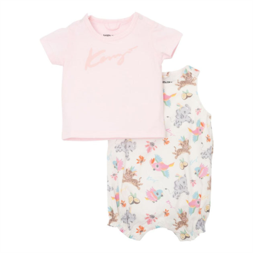 KENZO pink logo overalls outfit