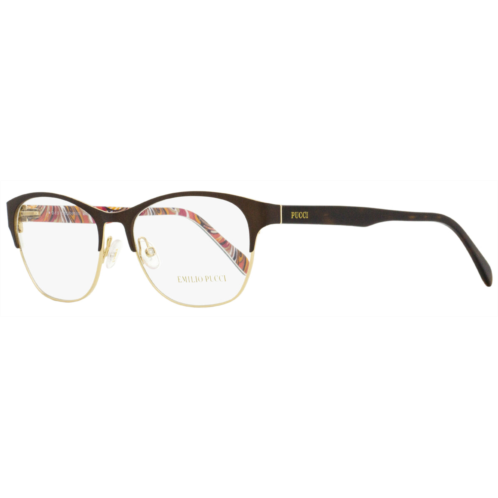 Emilio Pucci womens oval eyeglasses ep5029 048 brown/gold/havana 53mm