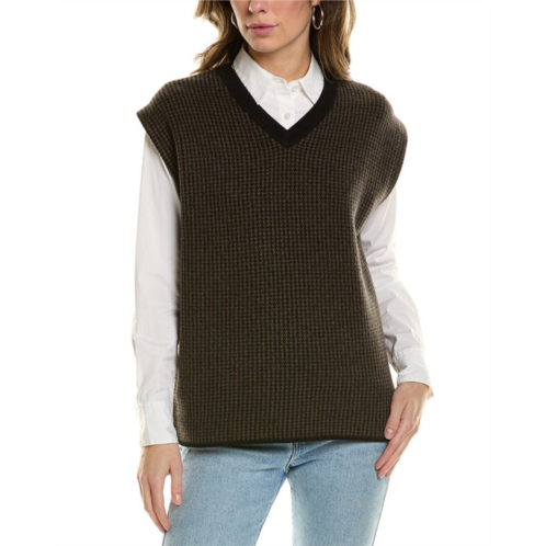 Vince houndstooth stitch wool & cashmere-blend vest