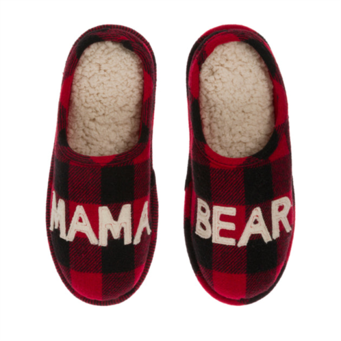 Dearfoams womens buffalo check mama bear clog slippers