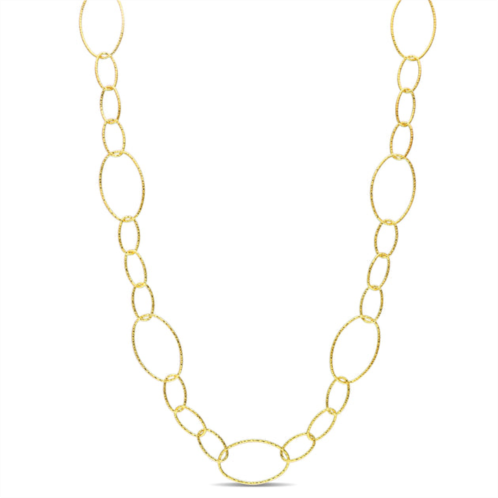 Mimi & Max 13mm fancy oval link chain necklace in yellow plated sterling silver - 24 in