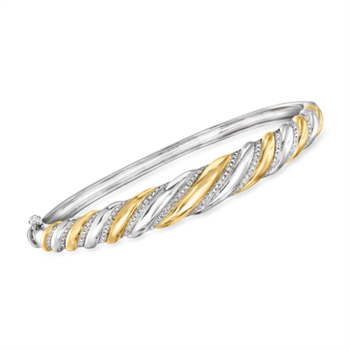 Ross-Simons diamond striped bangle bracelet in 2-tone sterling silver