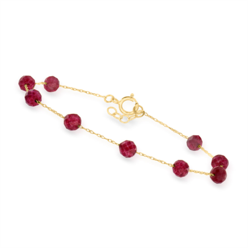 Canaria Fine Jewelry canaria 6.50- ruby bead station bracelet in 10kt yellow gold