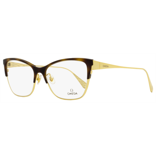 Omega womens butterfly eyeglasses om5001h 052 gold/havana 54mm