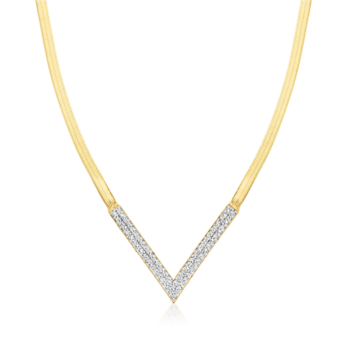 Ross-Simons diamond chevron herringbone necklace in 18kt gold over sterling