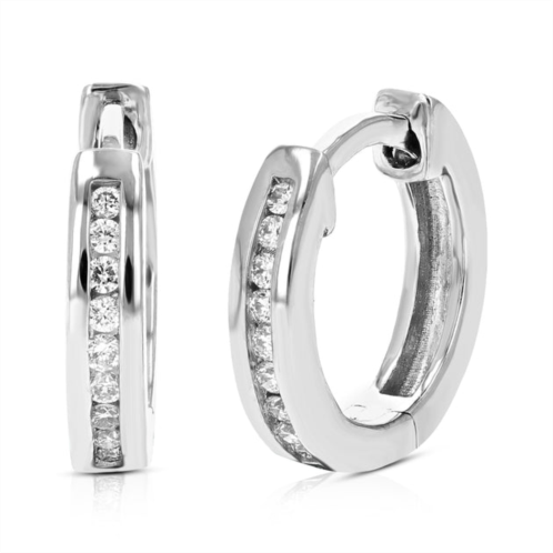 Vir Jewels 1/10 cttw round lab grown diamond hoop earrings in .925 sterling silver channel set 2/5 inch
