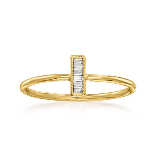 RS Pure ross-simons baguette diamond-accented bar ring in 14kt yellow gold
