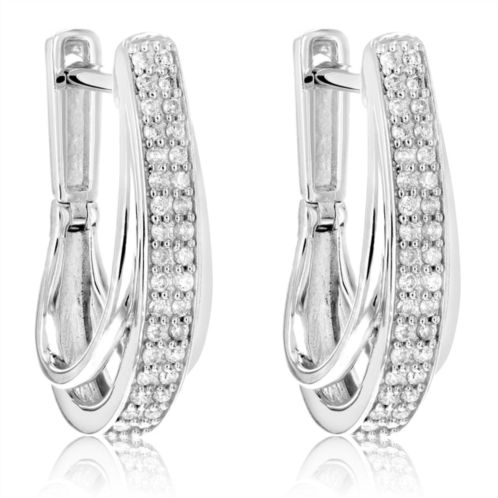 Vir Jewels 1/4 cttw diamond hoop earrings .925 sterling silver 60 stones dangle 3/4 inch