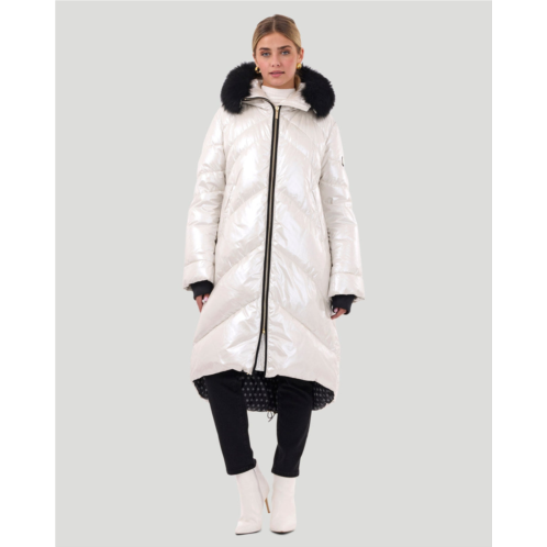 Gorski apres-ski jacket with detachable toscana lamb hood trim
