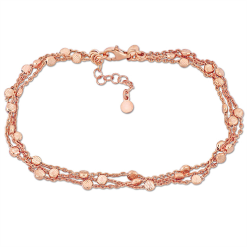 Mimi & Max multi-strand anklet with lobster clasp in rose plated sterling silver - 9 in