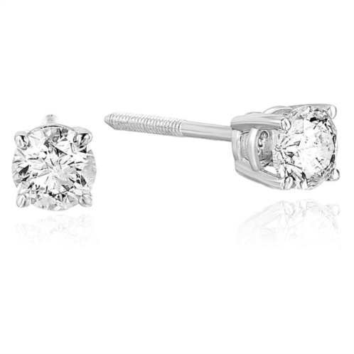 Vir Jewels 1/4 to 2 cttw diamond stud earrings 14k white gold round 4 prong set screw backs