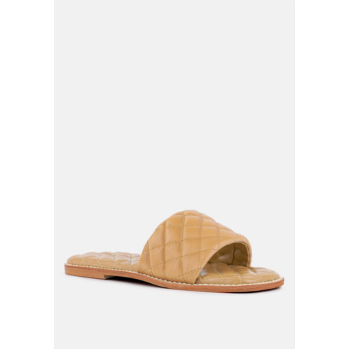 Rag & Co odalta beige handcrafted quilted summer flats