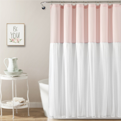 Lush Decor tulle skirt colorblock shower curtain