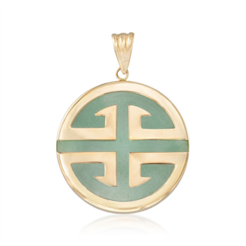 Ross-Simons green jadeite jade longevity chinese symbol circle pendant in 14kt gold