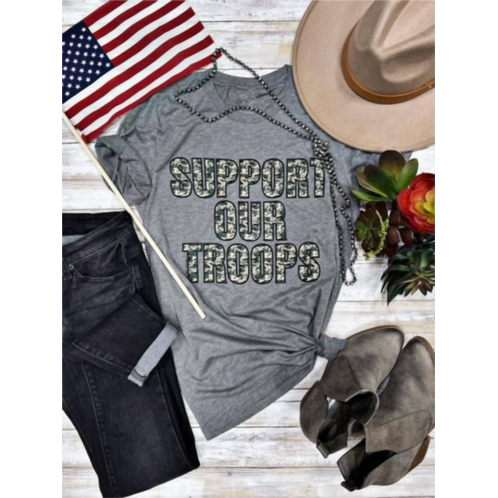 Texas True Threads camouflage support our troops tee in grey