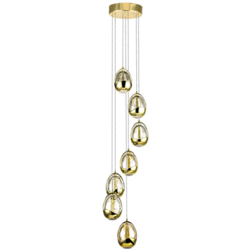 VONN Lighting venezia vac3207gl 7-light integrated led chandelier lighting fixture with champagne glass globe shades, gold