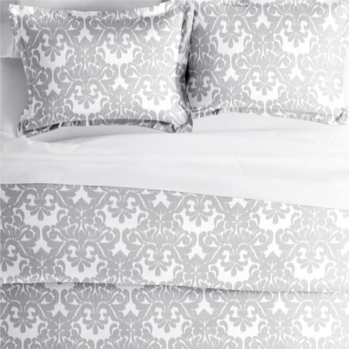 Ienjoy Home soft damask light gray pattern duvet cover set ultra soft microfiber bedding, full/queen