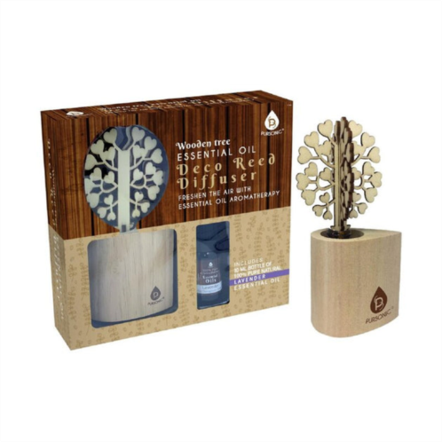 PURSONIC 3d wood heatstree decor reed diffuser with lavender essential oils