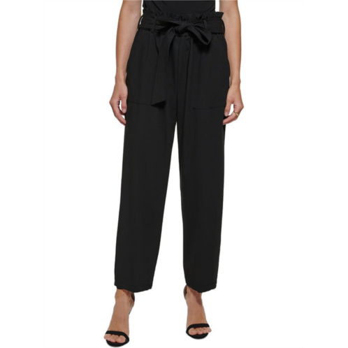 DKNY petites womens belted high rise straight leg pants