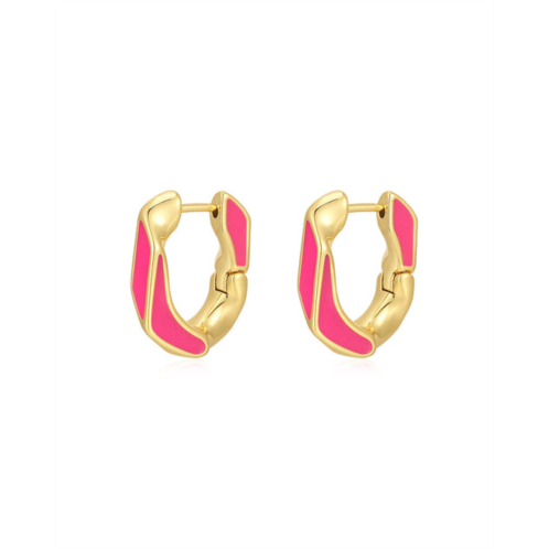 Luv Aj pave cuban link hoops- hot pink- gold