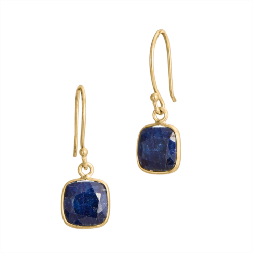 Savvy Cie Jewels 18k gold plated blue sapphire 3.80 carat wire earringa