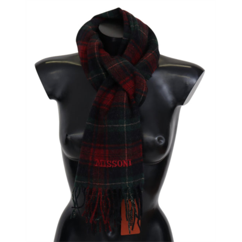 Missoni check wool unisex neck wrap fringes scarf