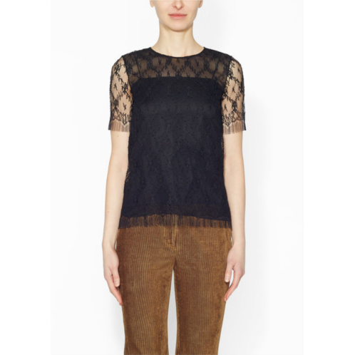 Adam Lippes short sleeve shirt in chantilly lace