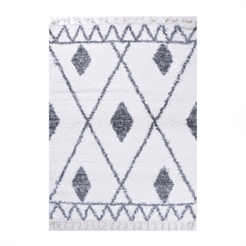 Superior serafina boho tribal geometric polypropylene indoor shag area rug with tassels