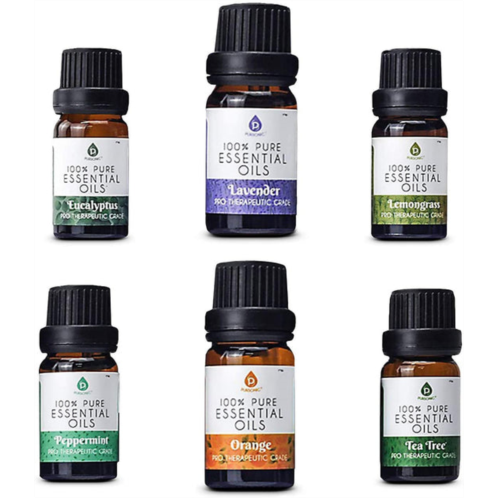 PURSONIC 100% pure essential aromatherapy oils gift set-6 pack , 10ml(eucalyptus, lavender, lemon grass, orange, peppermint, tea tree)