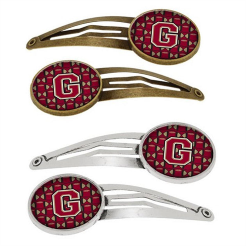 Carolines Treasures cj1078-ghcs4 letter g football garnet & gold barrettes hair clips, set of 4