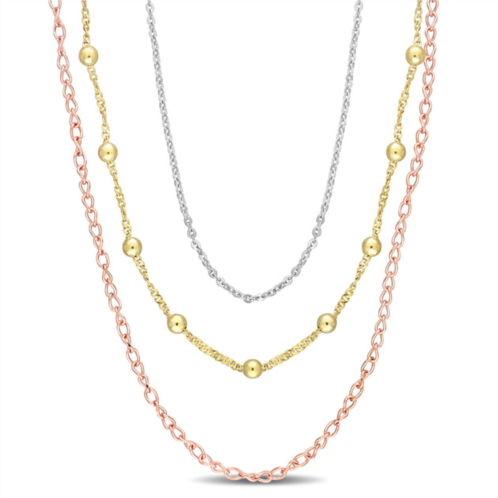 Mimi & Max chain necklace in 3-tone 18k gold plated sterling silver, 19 in