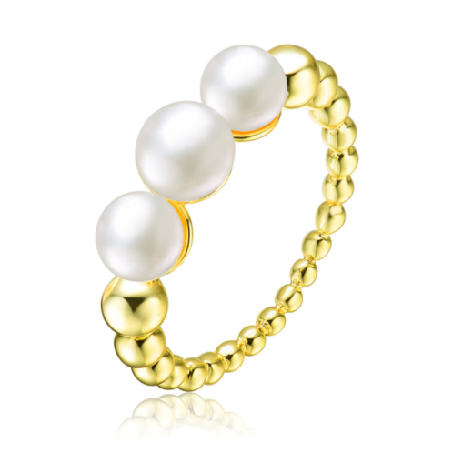 Genevive ga sterling silver with gold plated and 4.5mm 3 fresh water pearls ring