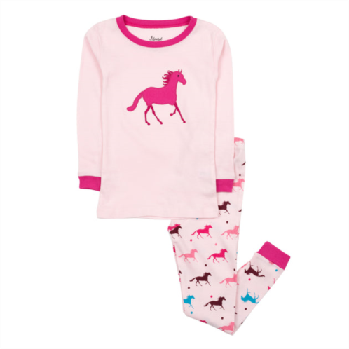 Leveret kids two piece cotton pajamas show horse
