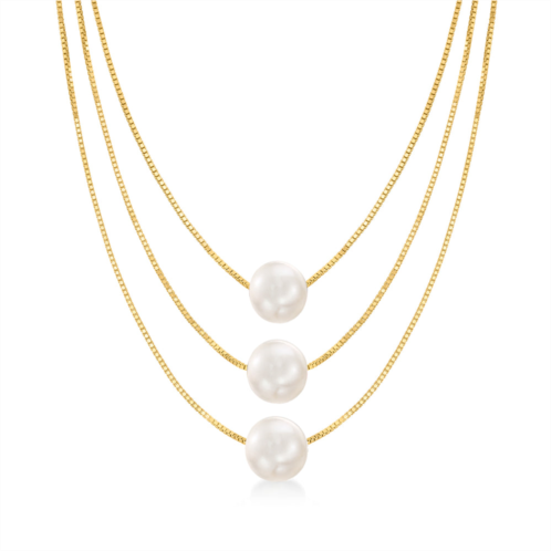 Ross-Simons 9-9.5mm cultured pearl 3-strand layered necklace in 18kt gold over sterling