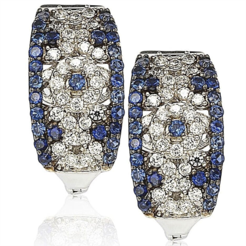 Suzy Levian sterling silver and 18k gold 1 1/2ct tgw sapphire and diamond accent abstract earrings