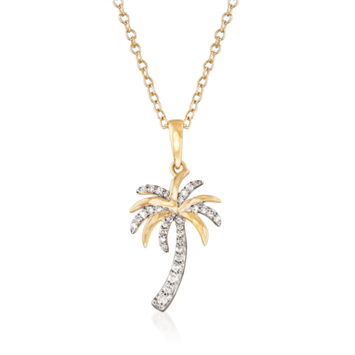 Ross-Simons diamond palm tree pendant necklace in 14kt yellow gold