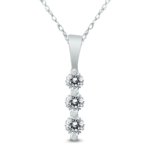 Monary 1/4 carat tw three stone diamond pendant in 10k white gold