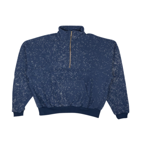John Elliott royal blue spec wool half zip sweatshirt