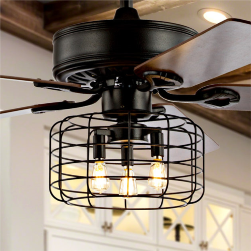 JONATHAN Y asher 52 3-light industrial metal/wood led ceiling fan with remote